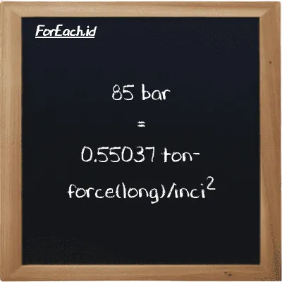 85 bar setara dengan 0.55037 ton-force(long)/inci<sup>2</sup> (85 bar setara dengan 0.55037 LT f/in<sup>2</sup>)